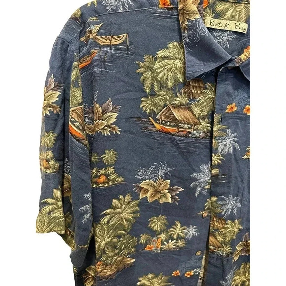 Batik Bay Men's Blue Hawaiian Button Front Collared Shirt Size Large - Picture 3 of 3